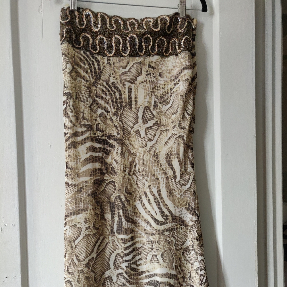 Snake Print Strapless Summer Dress